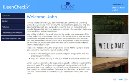 Welcome Page Example